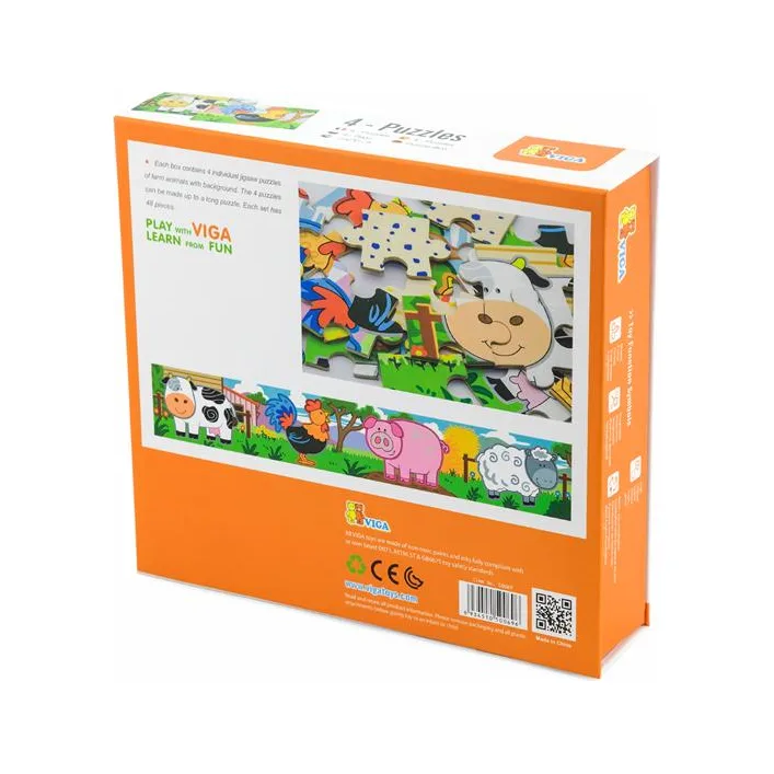 Дерев'яний пазл Viga Toys Ферма 4 в 1, 48 ел. (50069)