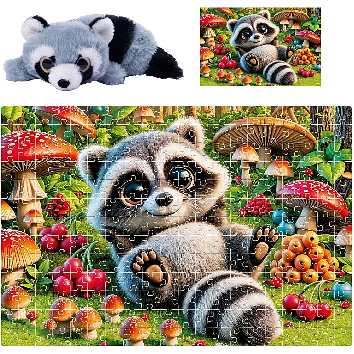 Пазлы с мягкой игрушкой "De.tail. Енотик" 260 деталей