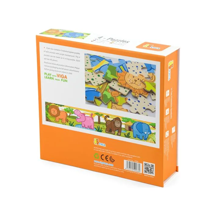 Деревянный пазл Viga Toys Джунгли 4 в 1, 48 эл. (50068)