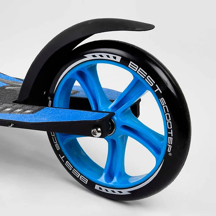 Самокат двухколесный Best Scooter 54664 (4) колеса PU - переднее 23 см, заднее - 20 см, 1 амортизатор, широкий руль, зажим руля, в коробке