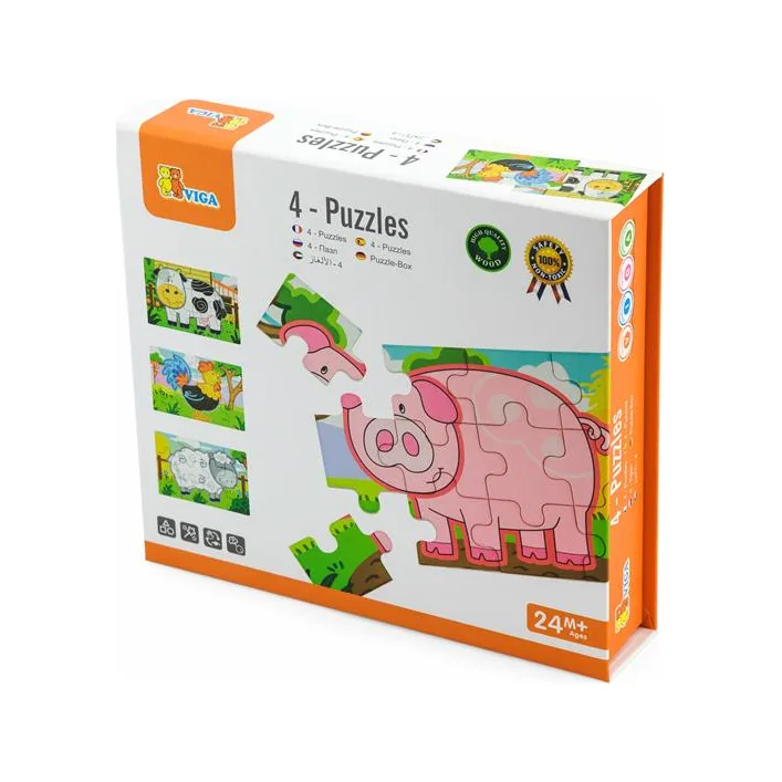 Дерев'яний пазл Viga Toys Ферма 4 в 1, 48 ел. (50069)