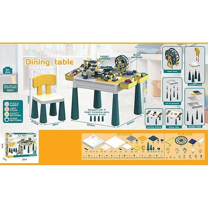 Игровой столик 6303 (5) стульчик, конструктор, в коробке