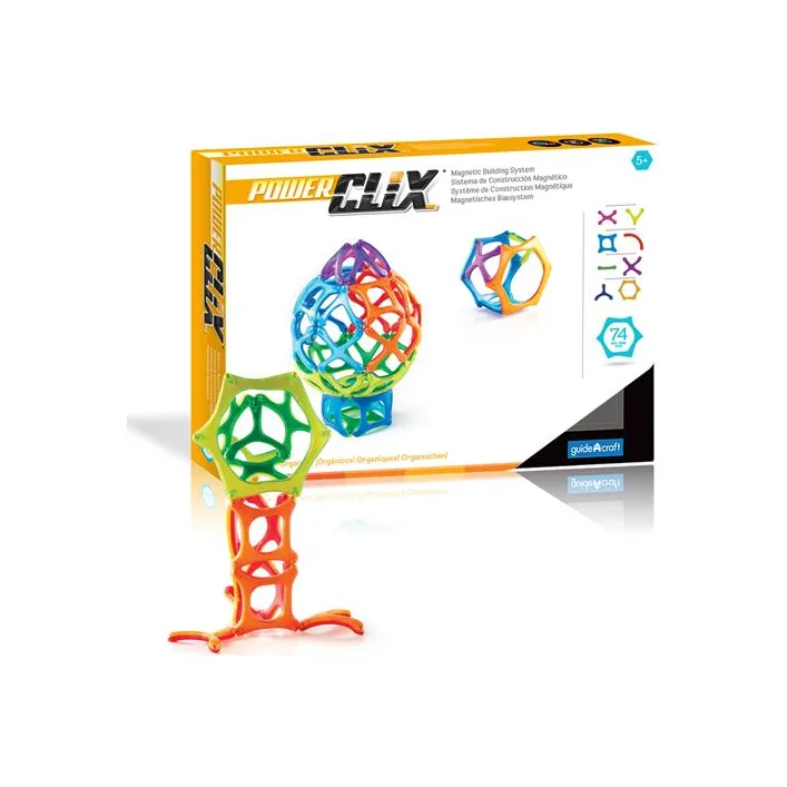 Магнитный конструктор Guidecraft PowerClix Organics, 74 детали (G9432)