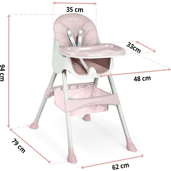 Стільчик для годування зі столиком Ricokids Milo рожевий