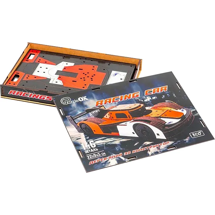 Деревянный 3D конструктор "Racing Car" Puz-01037, 146 дет., порше р. модели 22*9*5 см PuzzleOk (Дер2962)