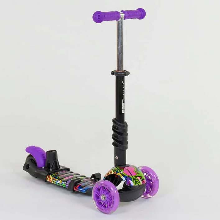 Самокат 5в1 13400 (1) Best Scooter, АБСТРАКЦИЯ, PU колеса, ПОДСВЕТКА КОЛЕС, в коробке