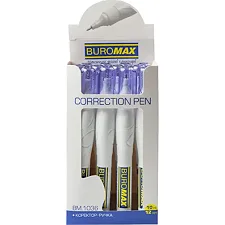 Корректор-ручка BUROMAX 10 мл, спиртовая основа, металлический наконечник (Кнц1136)