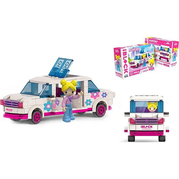 Конструктор Kids hits IBLOCK JUNIOR KH08/002/2, Девочки, Гламурная поездка Лимузин, 232 дет,компл. фигур, инстр., наклейки, короб. 24*16*6 (Кон9816)