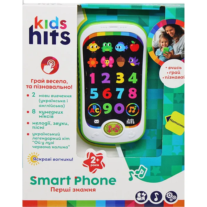 Телефон музыкальный развивающий Kids Hits KH03/002, 2 цвета микс, на батарейках, коробка 13*5*18.5 см (Муз3279)