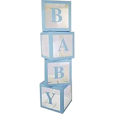 Набор коробок для воздушных шаров голубых baby 4 шт 26654 (Дер6654)