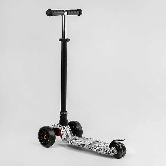 Самокат трехколесный MAXI S - 12208 (1) “Best Scooter”, съемный руль, колеса PU со светом, переднее 130х25 мм, задние сдвоенные 80х45 мм, в коробке
