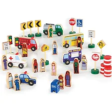 Набор фигурок и машин Guidecraft Block Play к Дороге из дерева, 36 деталей (G6717)