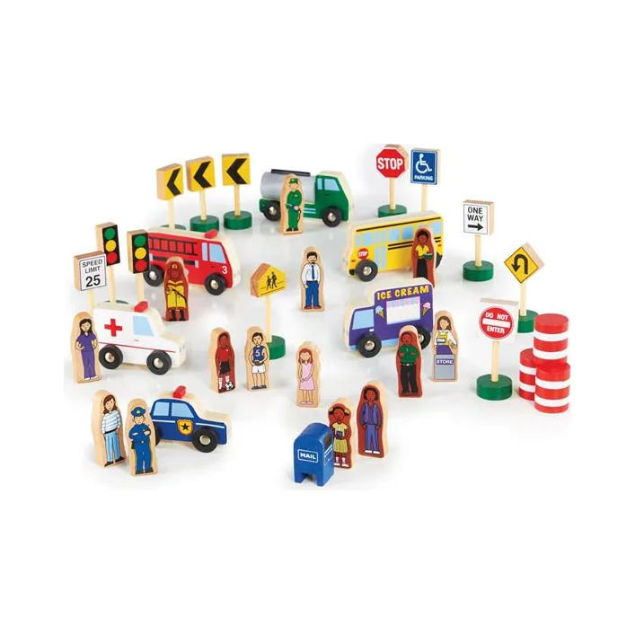 Набор фигурок и машин Guidecraft Block Play к Дороге из дерева, 36 деталей (G6717)