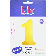 Фольгированный шарик цифра "1" золотой Balun 30" 76 см 02374 1 шт (Дер1895)