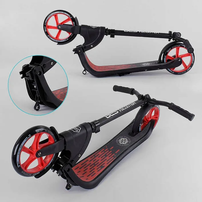 Самокат двухколесный 18424 "Best Scooter" (2) цвет КРАСНЫЙ, колеса PU - 20 см, широкий велосипедный руль, новый зажим руля, в коробке