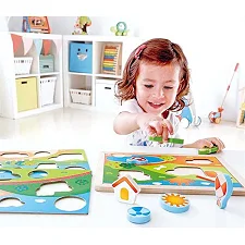 Деревянная рамка-вкладыш Hape Долина 3 в 1 (E1601)