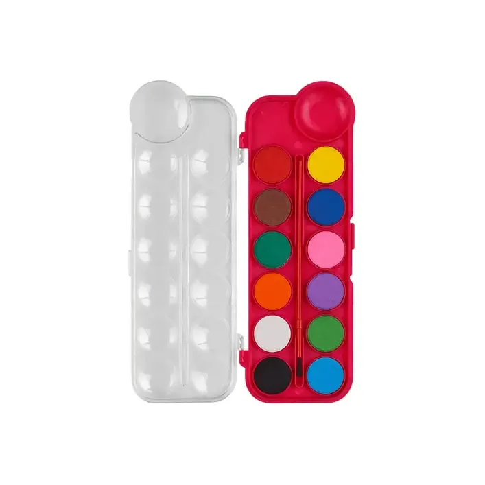 Акварель Zibi 12 цветов, пласт./кор., с кисточкой, розовая, KIDSLine ZB.6559-10 (Кнц5910)