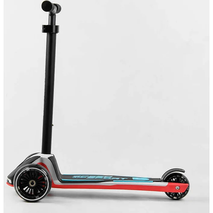 Самокат трехколесный Best Scooter HW-00308 MAXI (6) съемный алюминиевый руль, передние колеса PU 120х45мм, заднее 80x50мм, со светом, в коробке