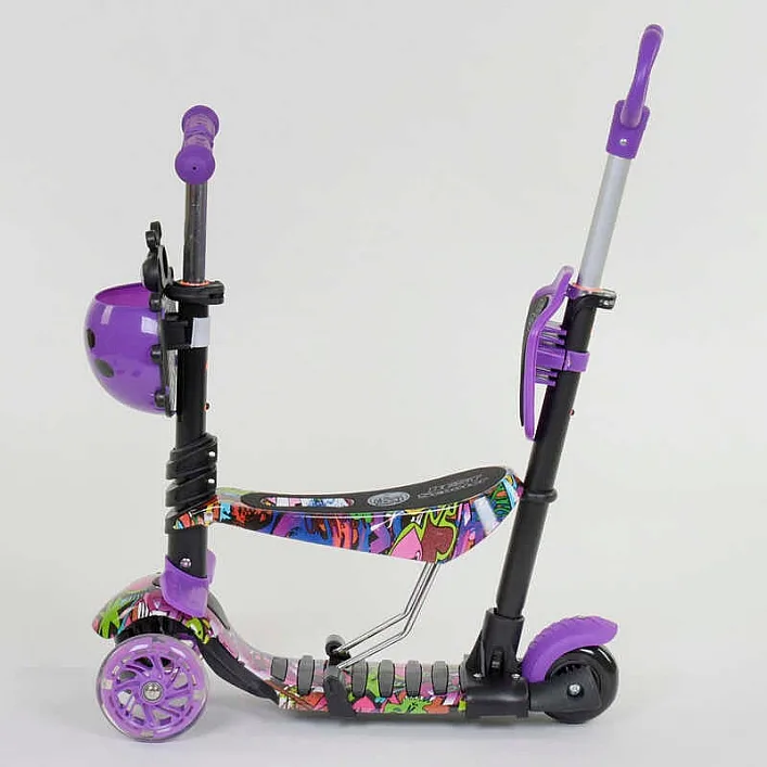 Самокат 5в1 13400 (1) Best Scooter, АБСТРАКЦИЯ, PU колеса, ПОДСВЕТКА КОЛЕС, в коробке