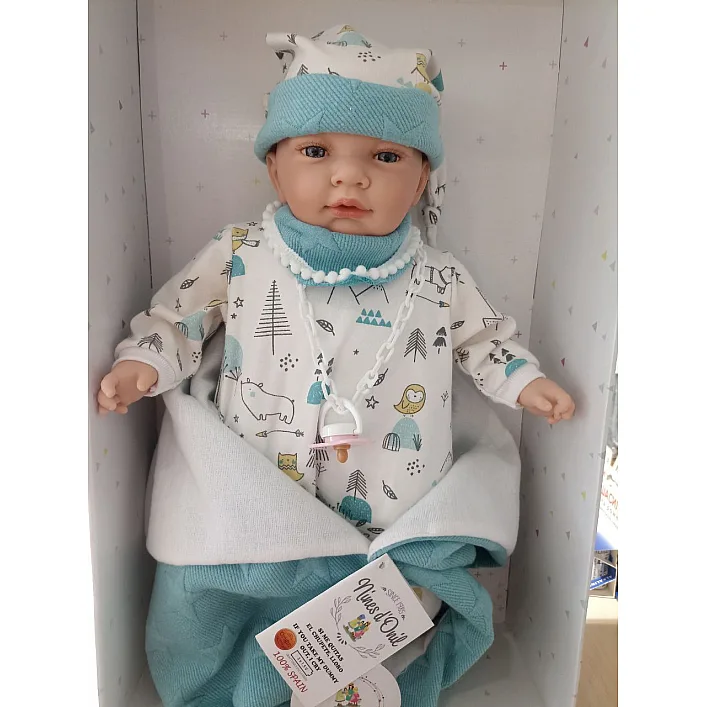 Кукла Малыш, плачущий в голубой одежде, Nines d`Onil, в коробке, арт. 7023