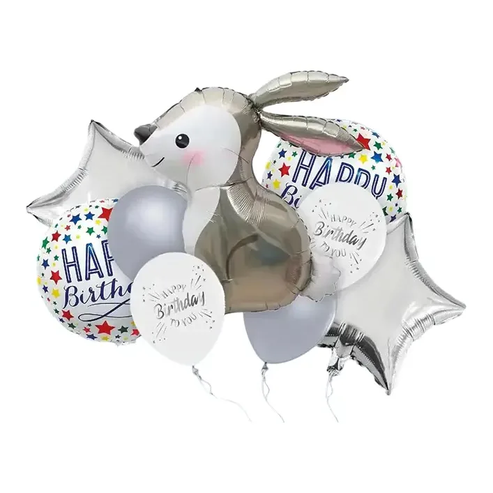 Набор из 9 воздушных шаров "Happy birthday rabbit" ТМ "Твоя Забава" (Дер9637)