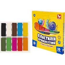 ПЛАСТИЛИН Школярик 303116003-UA прямоугольный 10 цветов (Кнц8367)
