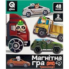 Магнитная игра "Транспорт" QB600-002, 48 магнитов, 2 основы-машинки р. 18*5*22,5 см qbee (Нас6182)