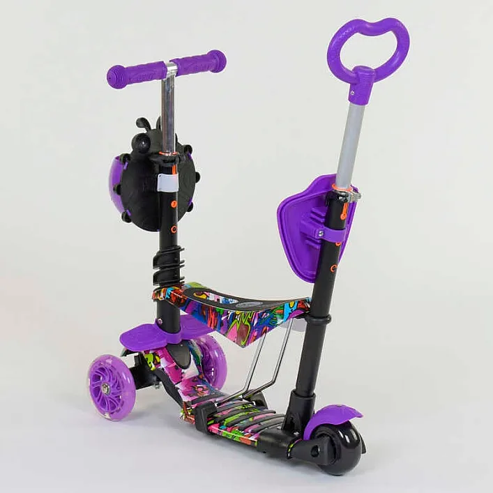 Самокат 5в1 13400 (1) Best Scooter, АБСТРАКЦИЯ, PU колеса, ПОДСВЕТКА КОЛЕС, в коробке