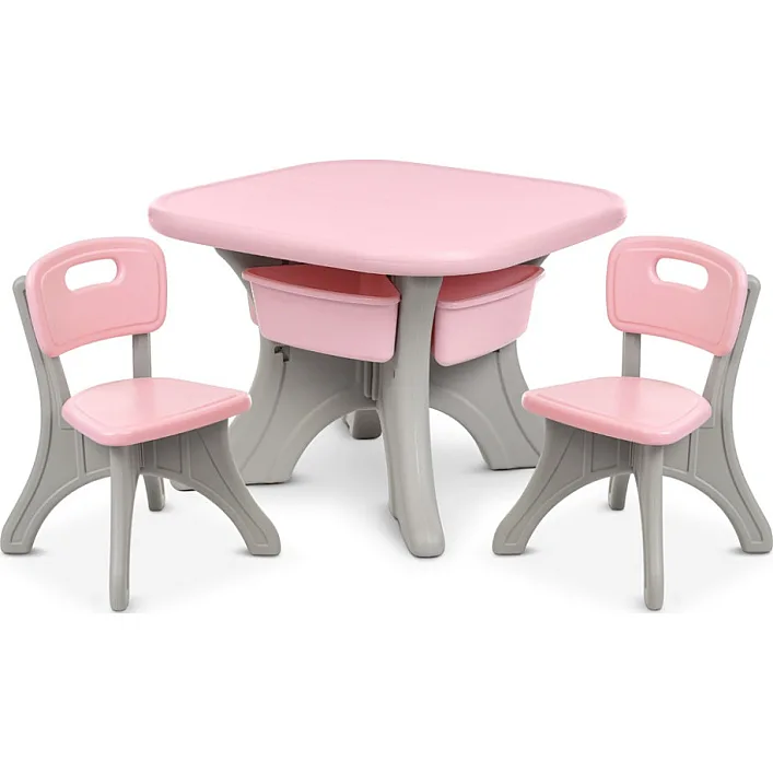 Дитячий столик з двома стільцями NEW TABLE-8 сіро-рожевий