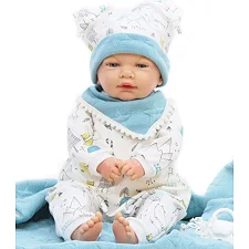 Кукла Малыш, плачущий в голубой одежде, Nines d`Onil, в коробке, арт. 7023