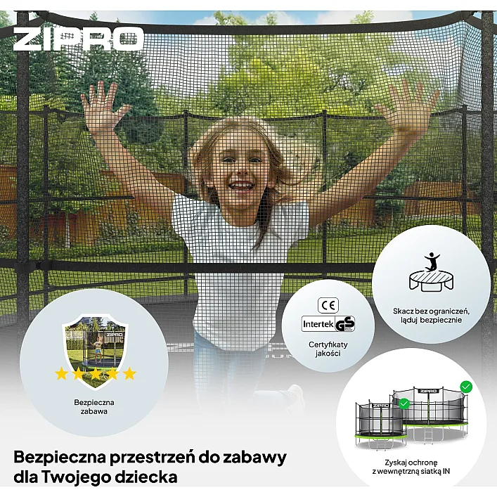 Батут Zipro Jump Pro с внутренней сеткой 6 футов 183 см черно-зеленый