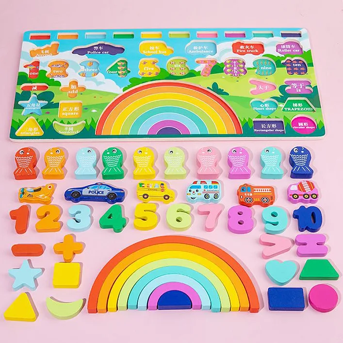 Деревянная игрушка Центр развивающий MD 1647 рыбалка, цифры, слова рус/рус