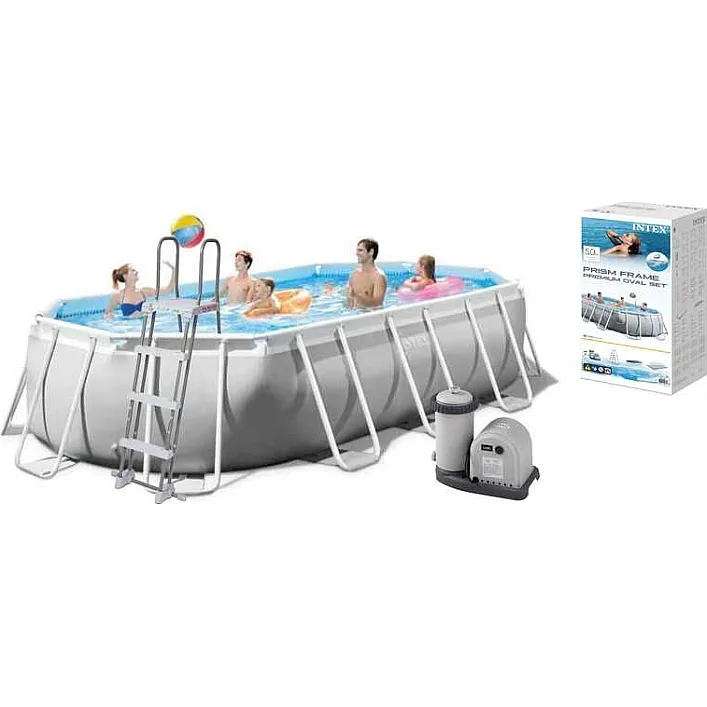 Intex Басейн каркасний 26796 NP (1) об'єм:18202л, розмір:503х274х122см, сходи, насос-фільтр 5678 л/год, скіммер, в коробці