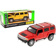 Машина металлическая 68240A "Автопром", 1:24 Hummer H3, 2 цвета., на батарейках, свет и звук, открывается дверь, капот и багажник, в коробке 25*10*13 см (Маш8240)