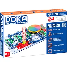 Конструктор электронный DOKA "СВЕТ И ЦВЕТ RGB" 24 схемы D70700 (Кон5017)