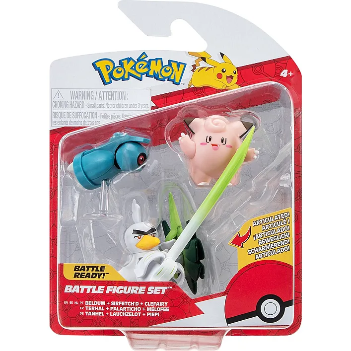 Набор игровых фигурок Pokemon W18 - Клефейри, Белдум, Сирфетч'д