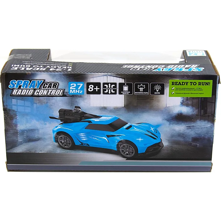 Автомобиль Spray Car на р/у – Sport (голубой, 1:24, свет, функция туман)