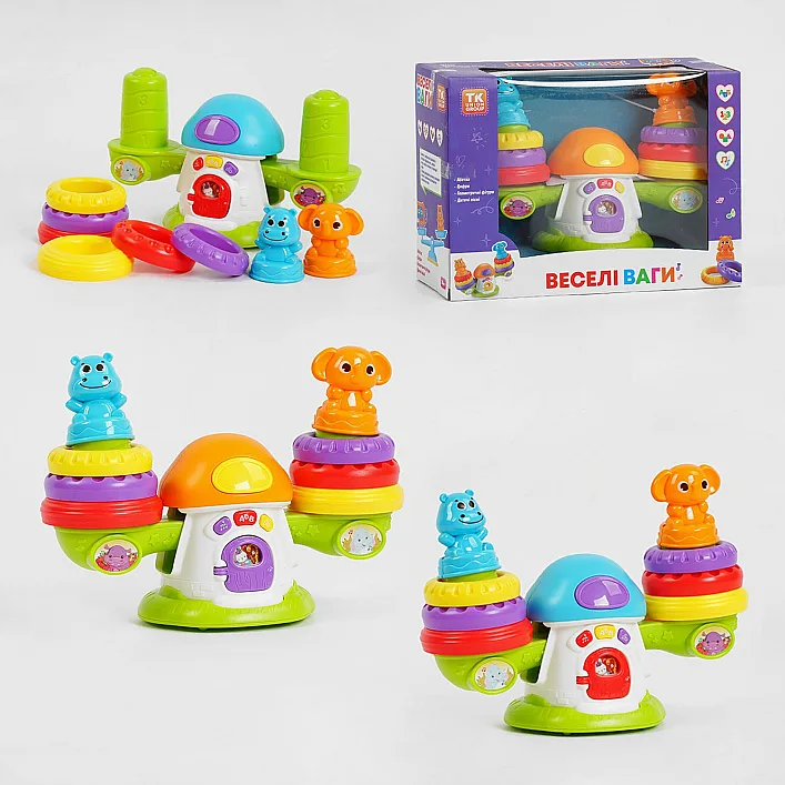 Музыкальная развивающая игрушка "Веселые весы" 81487 (36) "TK Group", ОСВУЧЕНИЕ УКРАИНСКИМ ЯЗЫКОМ, алфавит, цифры, детские песни, подсветка, в коробке