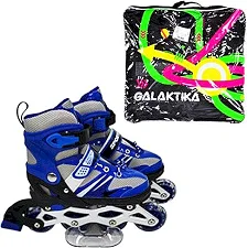 Ролики L (39-42) PU колеса, свет, раздвижные, ABEC-7 синие