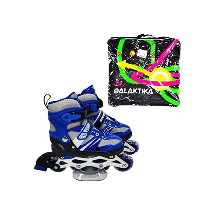 Ролики L (39-42) PU колеса, свет, раздвижные, ABEC-7 синие