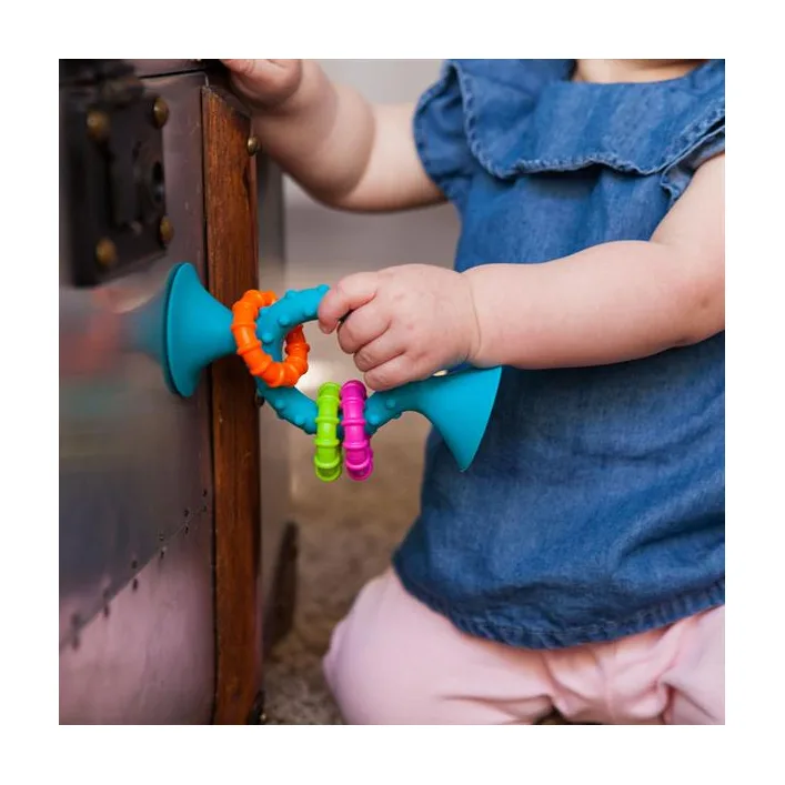 Прорезыватель-погремушка на присосках Fat Brain Toys pipSquigz Loops бирюзовый (FA166-1)