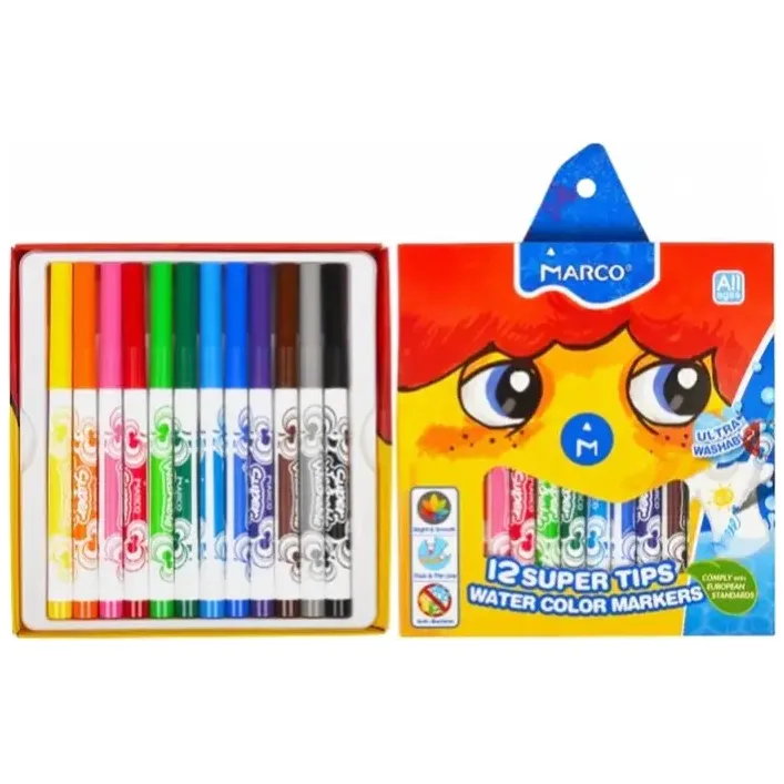 Водные фломастеры Marco 1630-12CB, 12 цветов Super Washable (Кнц4926)