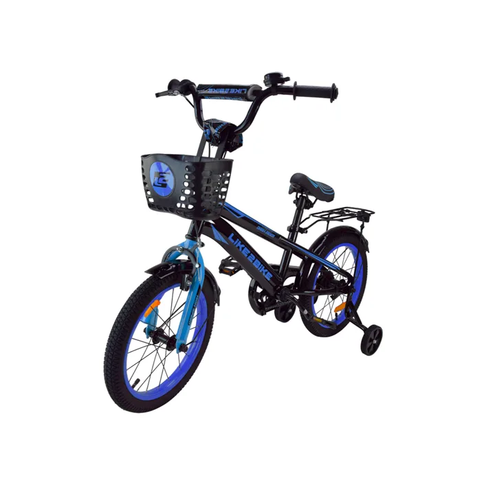 Велосипед детский 2-х колесный 14'' 241404 Like2bike Dark Rider, Черно-синий, рама сталь, со звонком, руч.тормоз, сборка 75% (Вел6595)