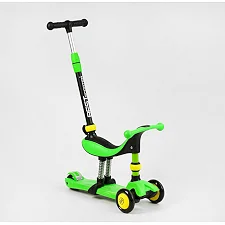 Самокат-велобег 3в1 трехколесный BS-30802 (4) Best Scooter, 3 колеса PU со светом, сидение, амортизаторы, родительская ручка