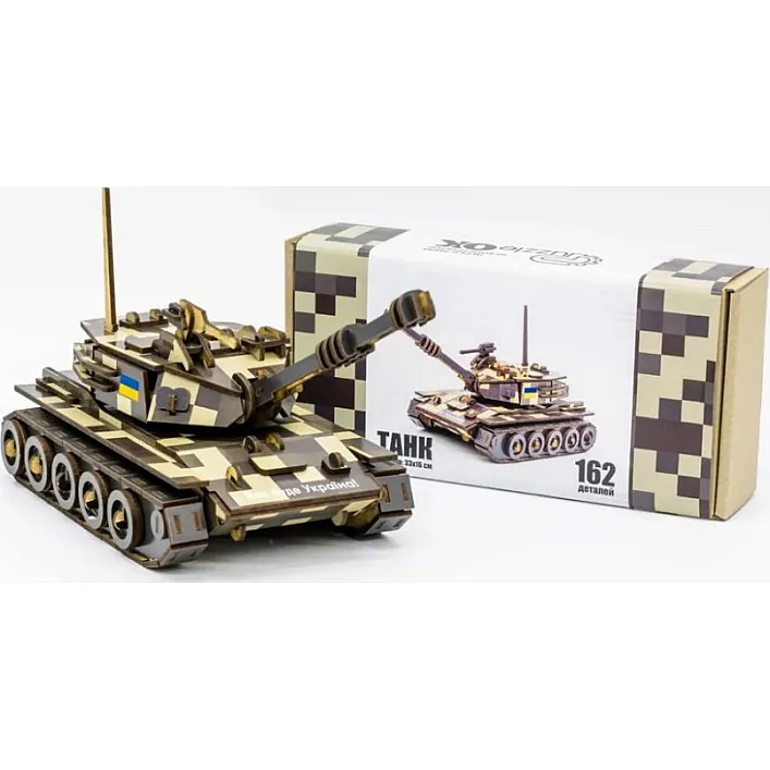 Деревянный конструктор "Танк" 162 дет. 162-0074 г. 33*16 см PuzzleOK (Дер0074)