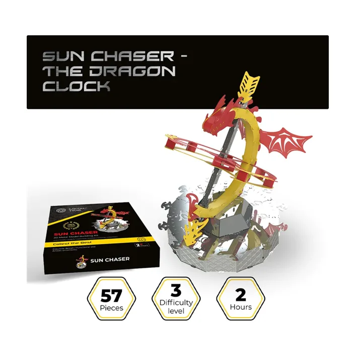 Коллекционная модель-конструктор Metal Time Sun Chaser Dragon Stand Clock Солнечные часы (MT025)