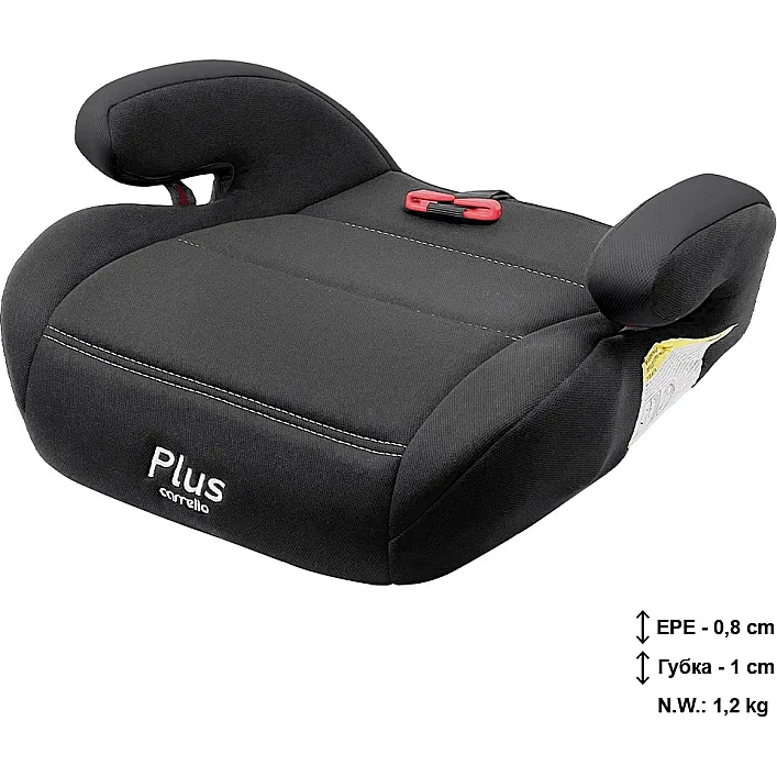 Дитяче Автокрісло-бустер CARRELLO Plus (CRL-16007 Jet Black) +направляючий ремінь 75см