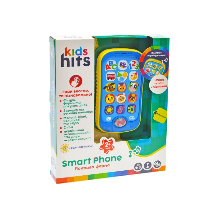 Телефон музыкальный развивающий Kids Hits KH03/003 2 цвета микс, бат. в компл. р. 13*5*18.5 см (Муз2243)