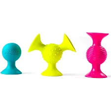 Набор сенсорных погремушек на присосках Fat Brain Toys pipSquigz 3 шт. (F089ML)