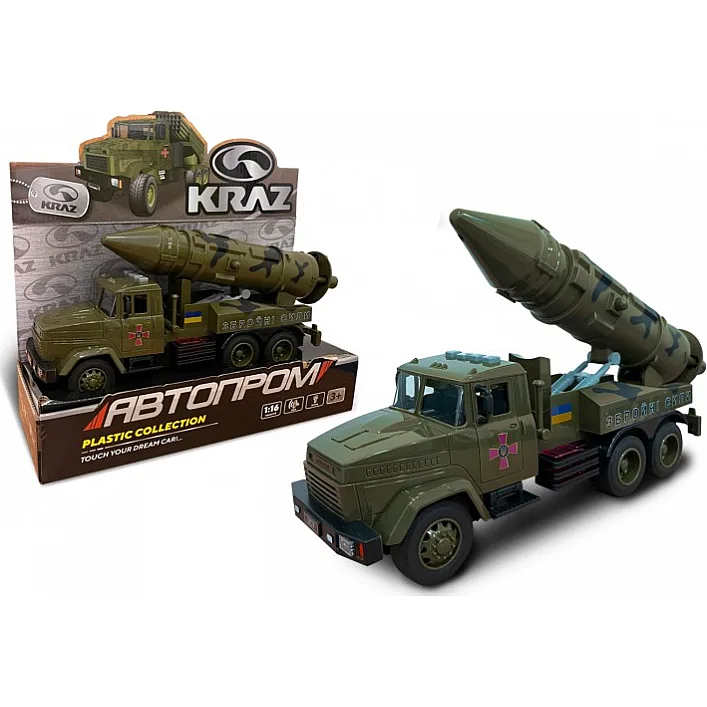 Военная техника АВТОПРОМ КРАЗ KR-2202-03 батар., свет, звук, откр. дверь, короб. 32,5*19*12см (Маш8103)